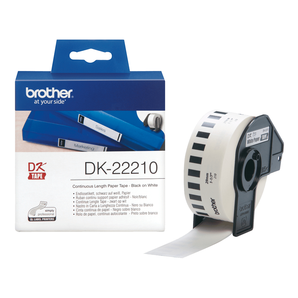 [914005440509] Brother DK-22210 labelprinter-tape Zwart op wit