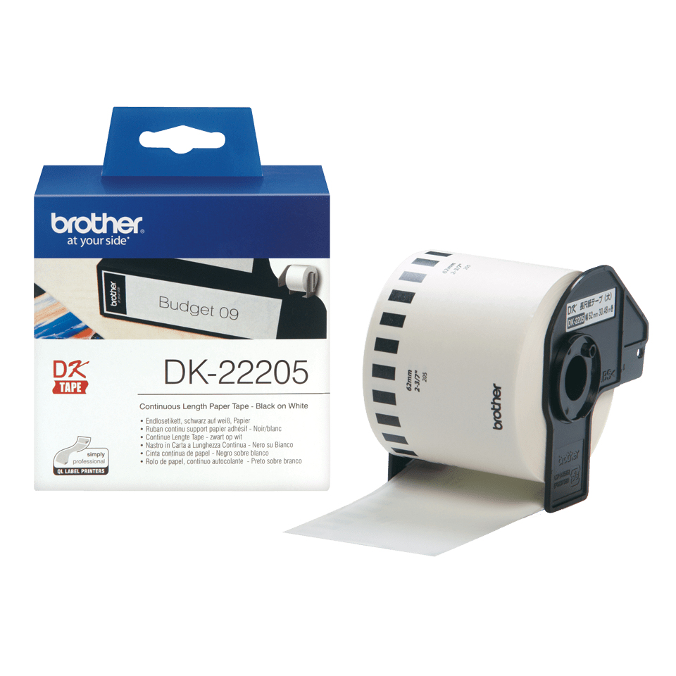 [914005440510] Brother DK-22205 labelprinter-tape Zwart op wit