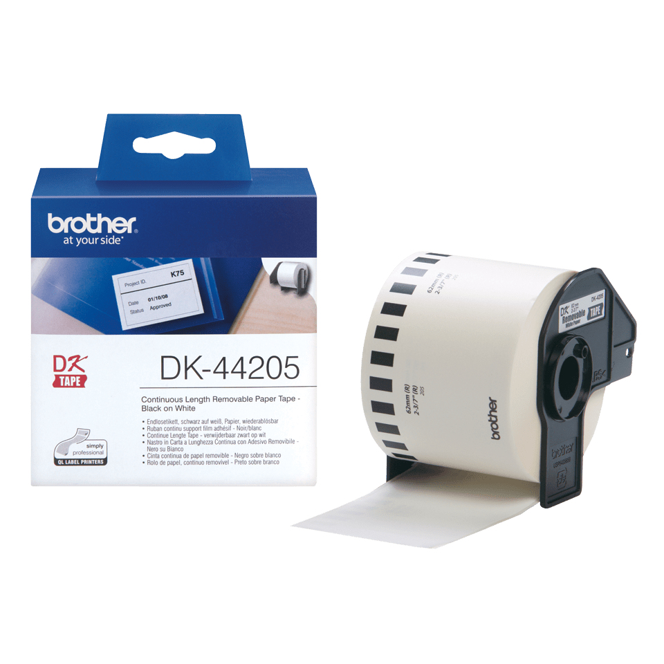 [914005440511] Brother DK-44205 labelprinter-tape Zwart op wit