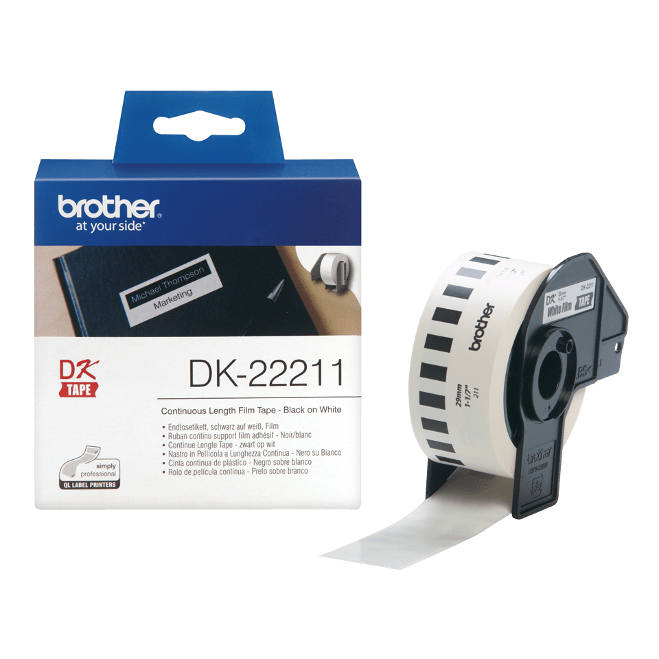 [914005440513] Brother DK-22211 labelprinter-tape Zwart op wit