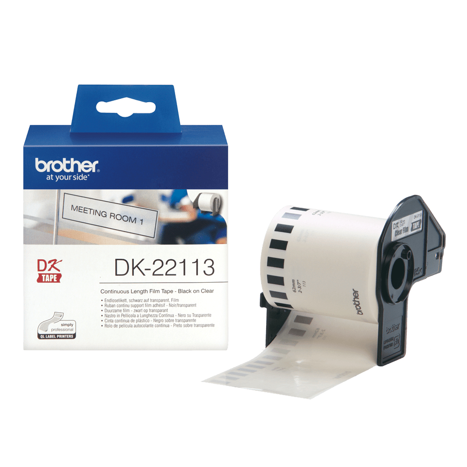 [914005440514] Brother DK-22113 labelprinter-tape Zwart op zilver