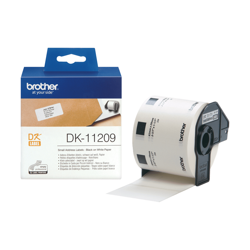[914005440517] Brother DK-11209 labelprinter-tape Zwart op wit