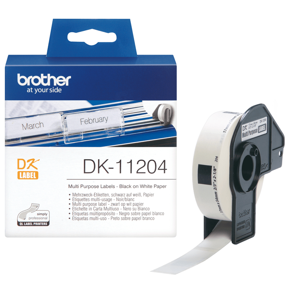 [914005440520] Brother DK-11204 labelprinter-tape Zwart op wit