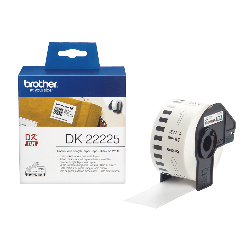 [914005440584] Brother DK-22225 labelprinter-tape Zwart op wit