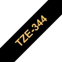 Brother TZE-344 labelprinter-tape Goud op zwart