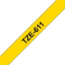Brother TZE-611 labelprinter-tape Zwart op geel