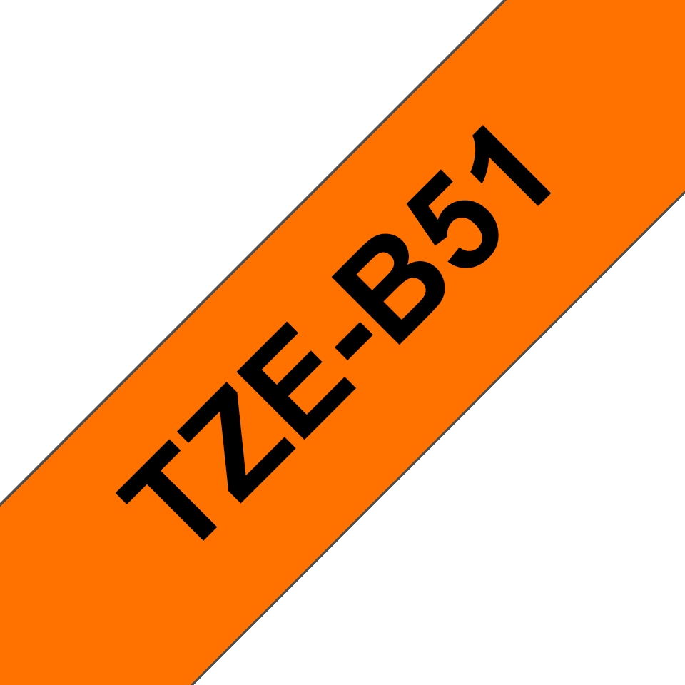 Brother TZE-B51 labelprinter-tape Zwart op fluorescerend oranje