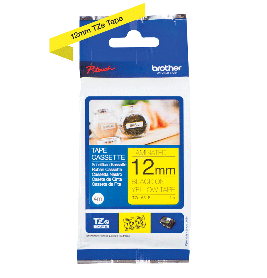 [914005440800] Brother TZE631S labelprinter-tape Zwart op geel TZe