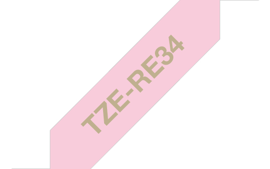 [914005440892] Brother TZE-RE34 labelprinter-tape Goud op roze
