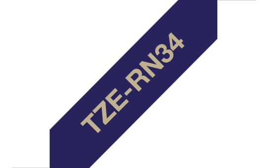 [914005440893] Brother TZE-RN34 labelprinter-tape Goud op navyblauw