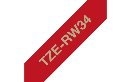 [914005440894] Brother TZE-RW34 labelprinter-tape Goud op rood