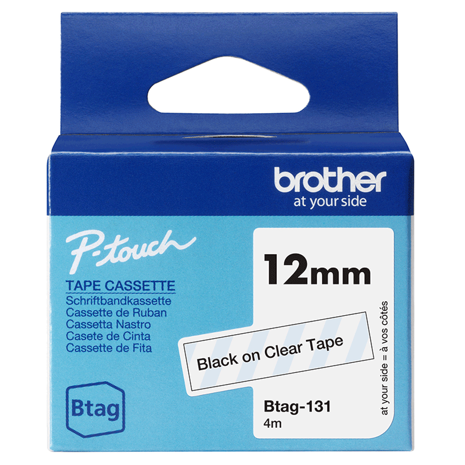 [914005440962] Brother BTAG-131 labelprinter-tape Zwart op zilver