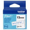 Brother BTAG-133 labelprinter-tape Blauw op transparant