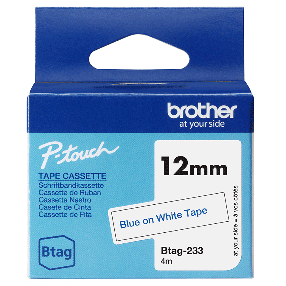 [914005440968] Brother BTAG-233 labelprinter-tape Blauw op wit