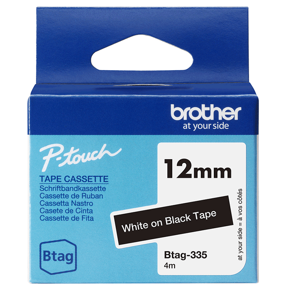 [914005440969] Brother BTAG-335 labelprinter-tape Wit op zwart