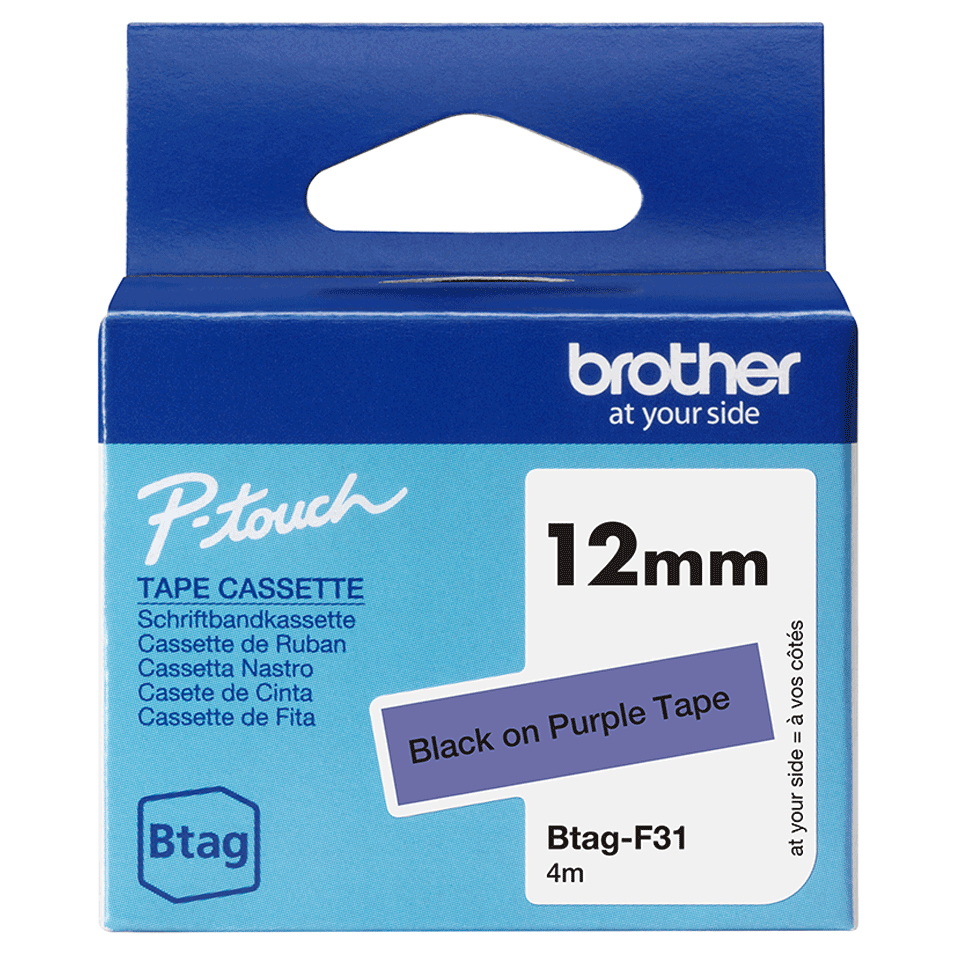 [914005440971] Brother BTAG-F31 labelprinter-tape Zwart op paars