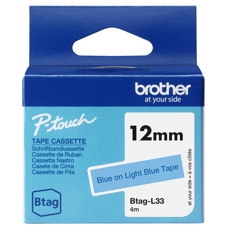[914005440975] Brother BTAG-L33 labelprinter-tape Blauw op lichtblauw