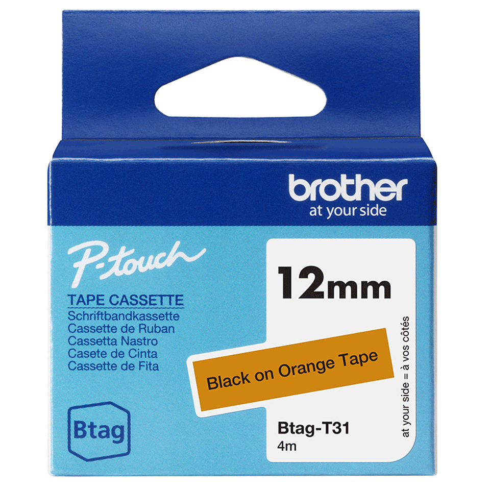 [914005440978] Brother BTAG-T31 labelprinter-tape Zwart op oranje