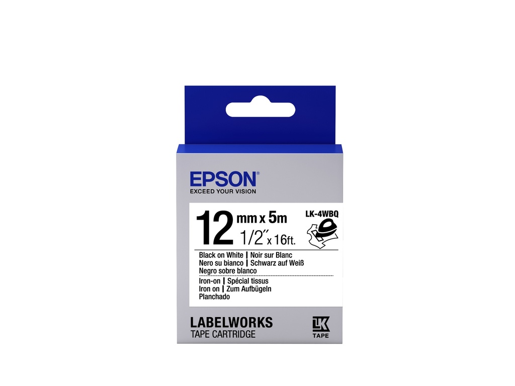 [914015440075] Epson Label Cartridge Iron on LK-4WBQ Black/White 12mm (5m)