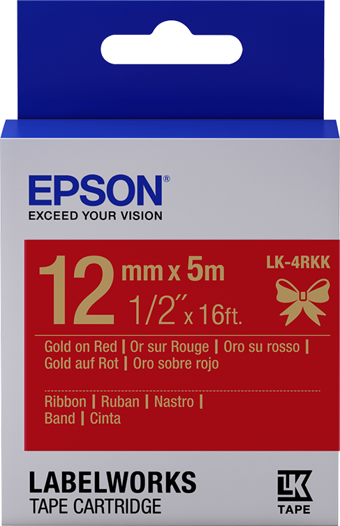 [914015440079] Epson Label Cartridge Satin Ribbon LK-4RKK goud/rood 12 mm (5 m)