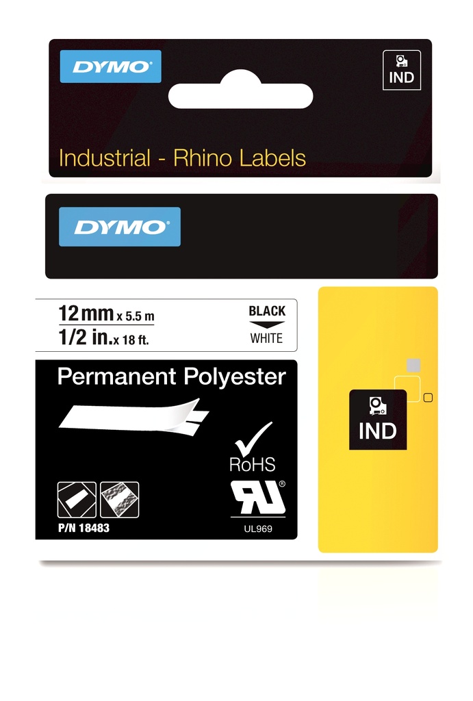 DYMO 18483 labelprinter-tape Zwart op wit