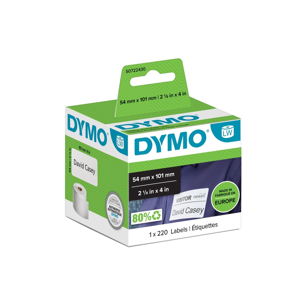 [914181440086] DYMO LW - Verzending/naambadgelabels - 54 x 101 mm - S0722430