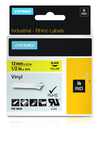 DYMO 18432 labelprinter-tape Zwart op geel