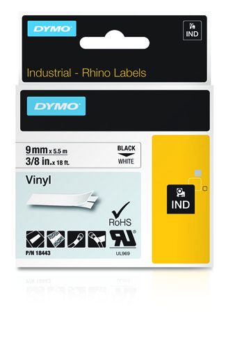 DYMO 18443 labelprinter-tape Zwart op wit