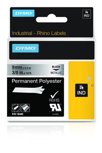 DYMO 18485 labelprinter-tape Zwart op metallic