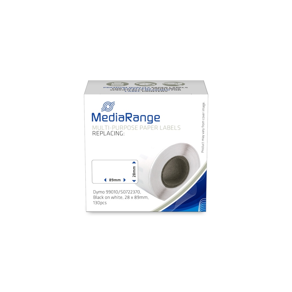 [914604440004] MediaRange ge Schriftband 28x89mm schw/weiß Dymo 99010/S0722370 130Stk