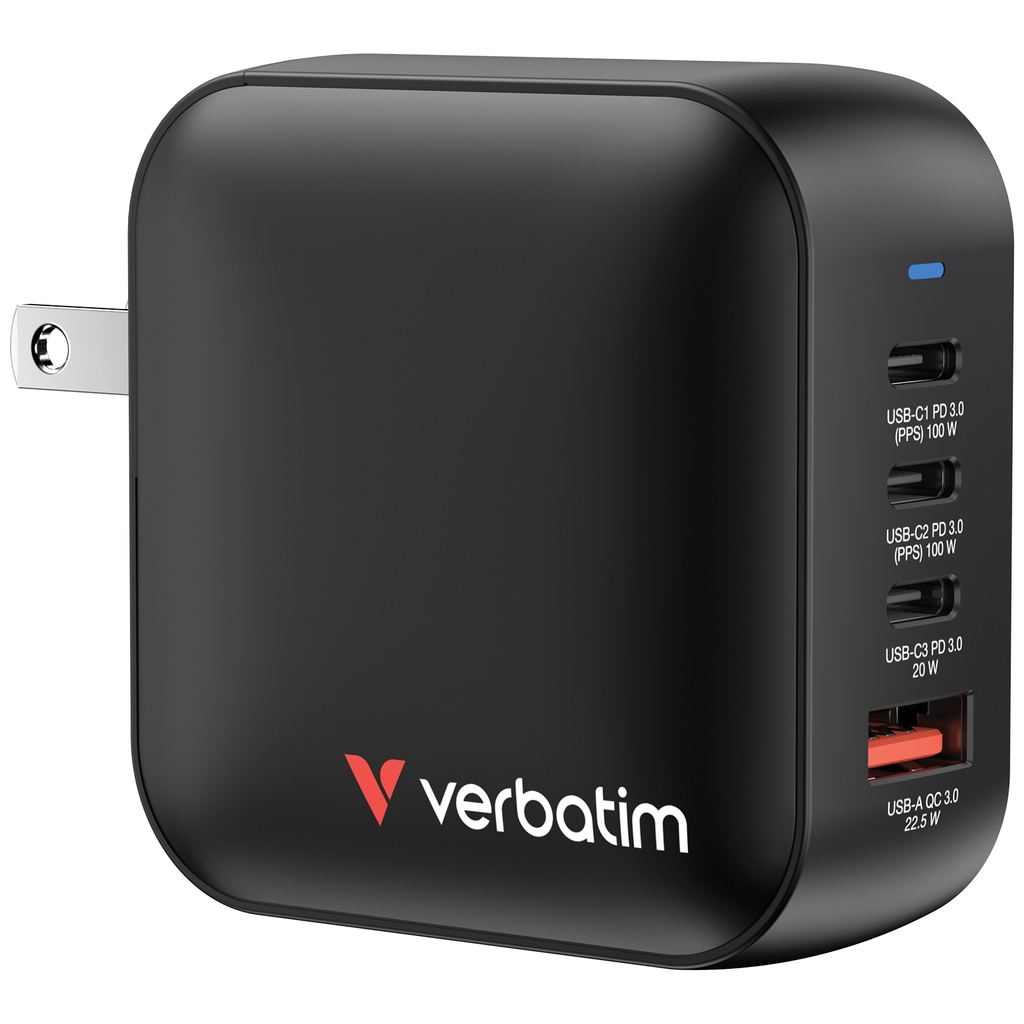 Verbatim Mini GaN Charger 100W Universeel Zwart AC Snel opladen Binnen