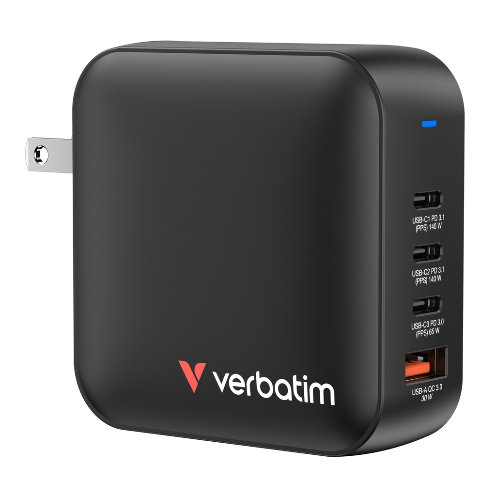 Verbatim Mini GaN Charger 165W Universeel Zwart AC Snel opladen Binnen