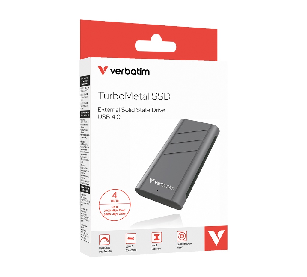 [215076440108] Verbatim TurboMetal SSD USB4 4TB USB Type-C USB4 Gen 2x2 Zilver