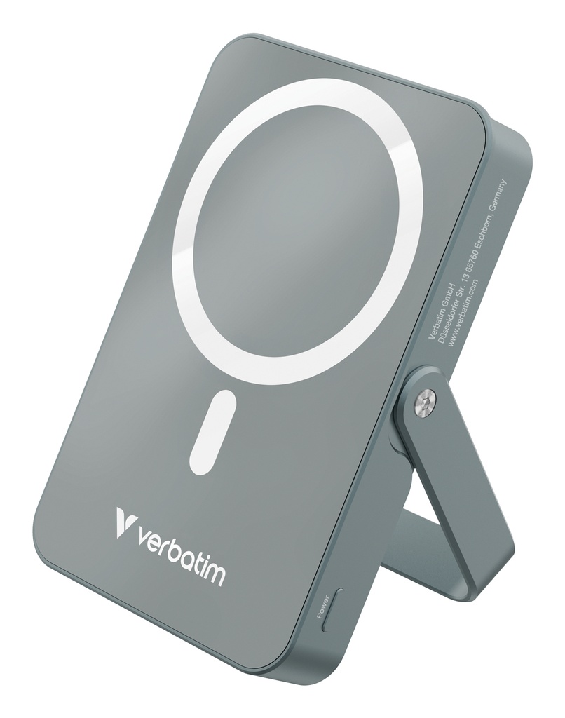 [500076440043] Verbatim Charge 'n' Go Magnetische Draadloze Power Bank 10000mAh met standaard - Grijs