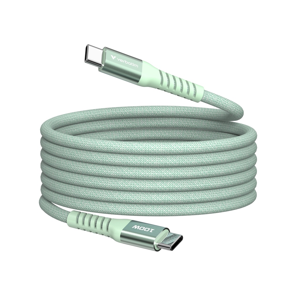 [670076440021] Verbatim Sync & Charge Magnetische Kabel - 100W USB-C naar USB-C 120 cm Groen