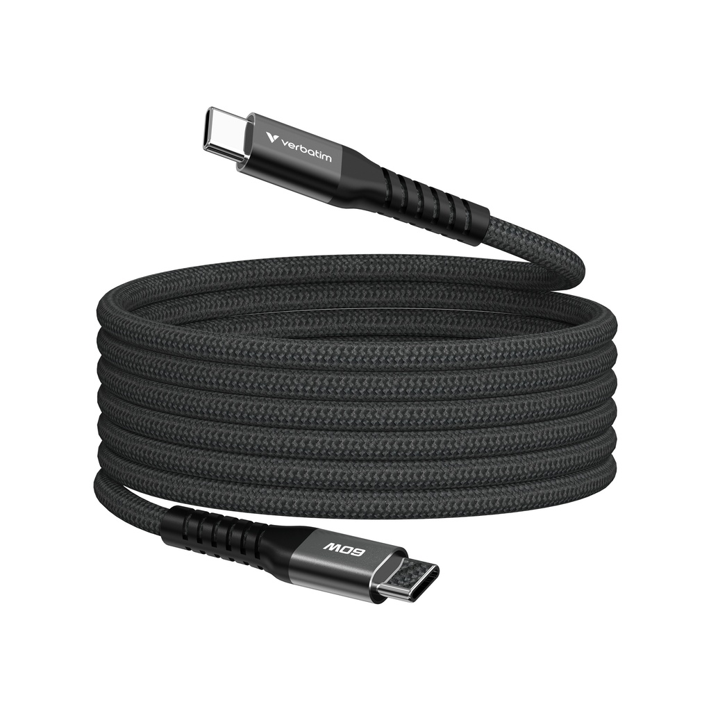 [670076440024] Verbatim Sync & Charge Magnetische Kabel - 60W USB-C naar USB-C 120 cm Zwart