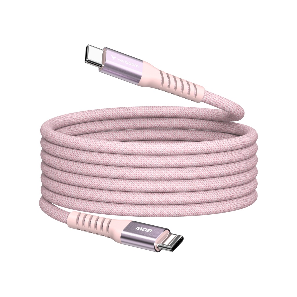 [670076440025] Verbatim Sync & Charge Magnetische Kabel - 60W USB-C naar USB-C 120 cm Roze