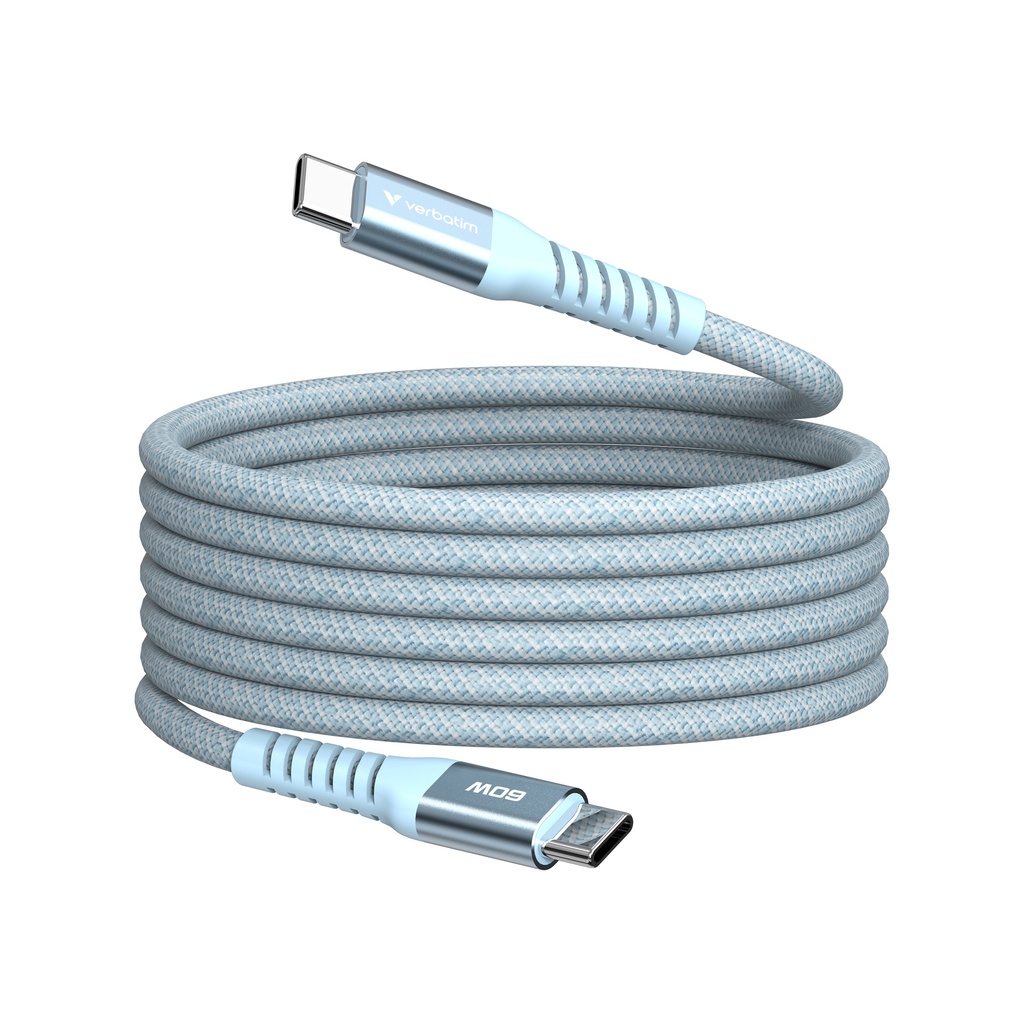 Verbatim Sync & Charge Magnetische Kabel - 60W USB-C naar USB-C 120 cm Blauw