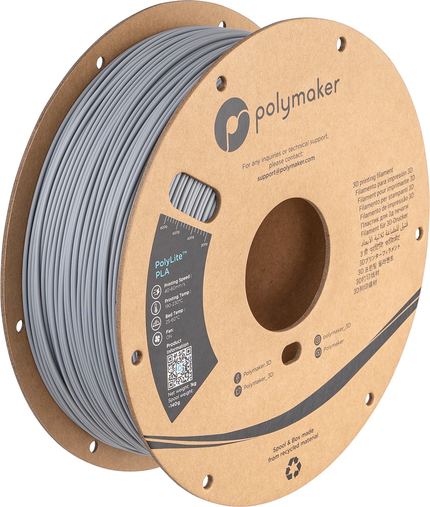 Polymaker PA02035 3D-printmateriaal Polymelkzuur Grijs 3 kg