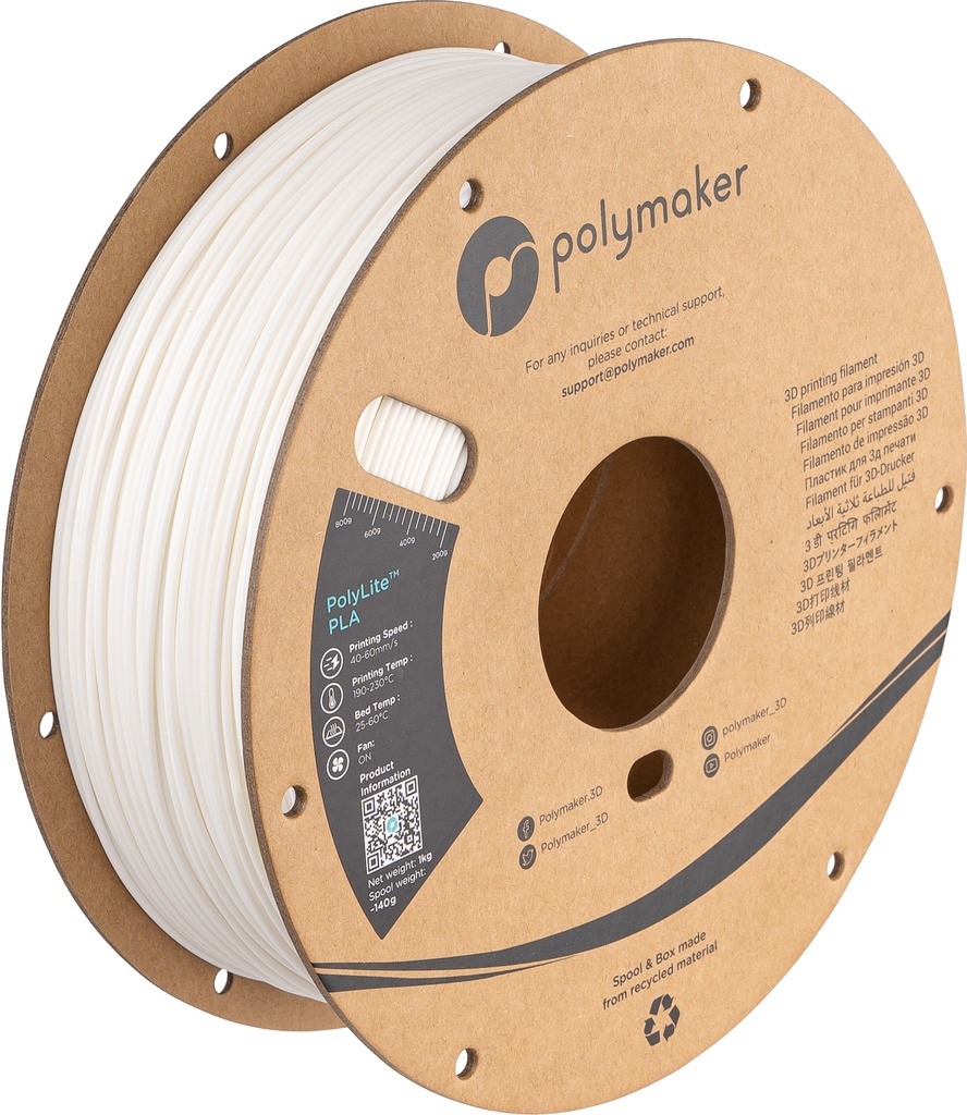 [109423440203] Polymaker PA02036 3D-printmateriaal Polymelkzuur Wit 3 kg