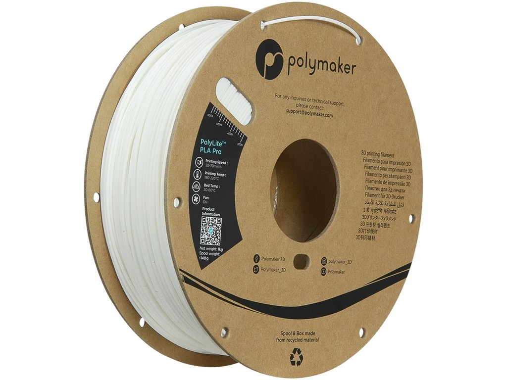 [109423440217] POLYMAKER PLA PRO 1,75mm WHITE 1kg