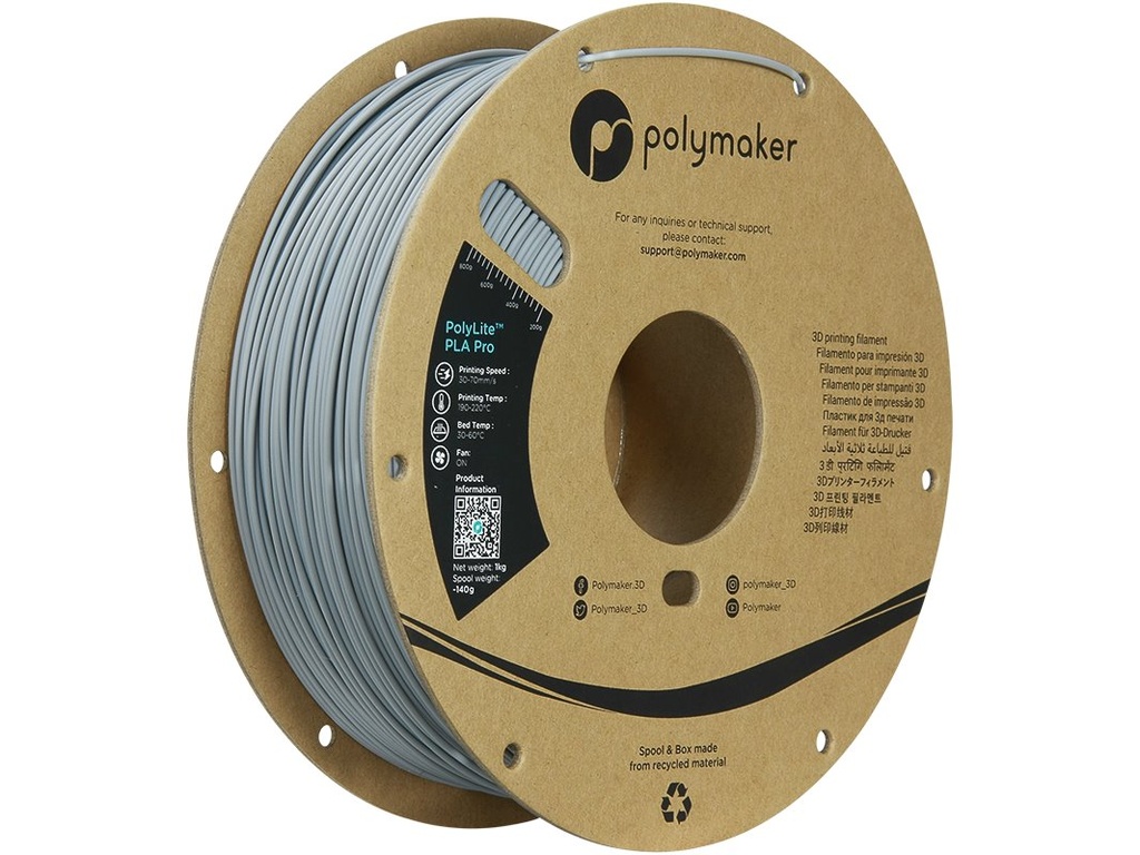 [109423440218] POLYMAKER PLA PRO 1,75mm GREY 1kg