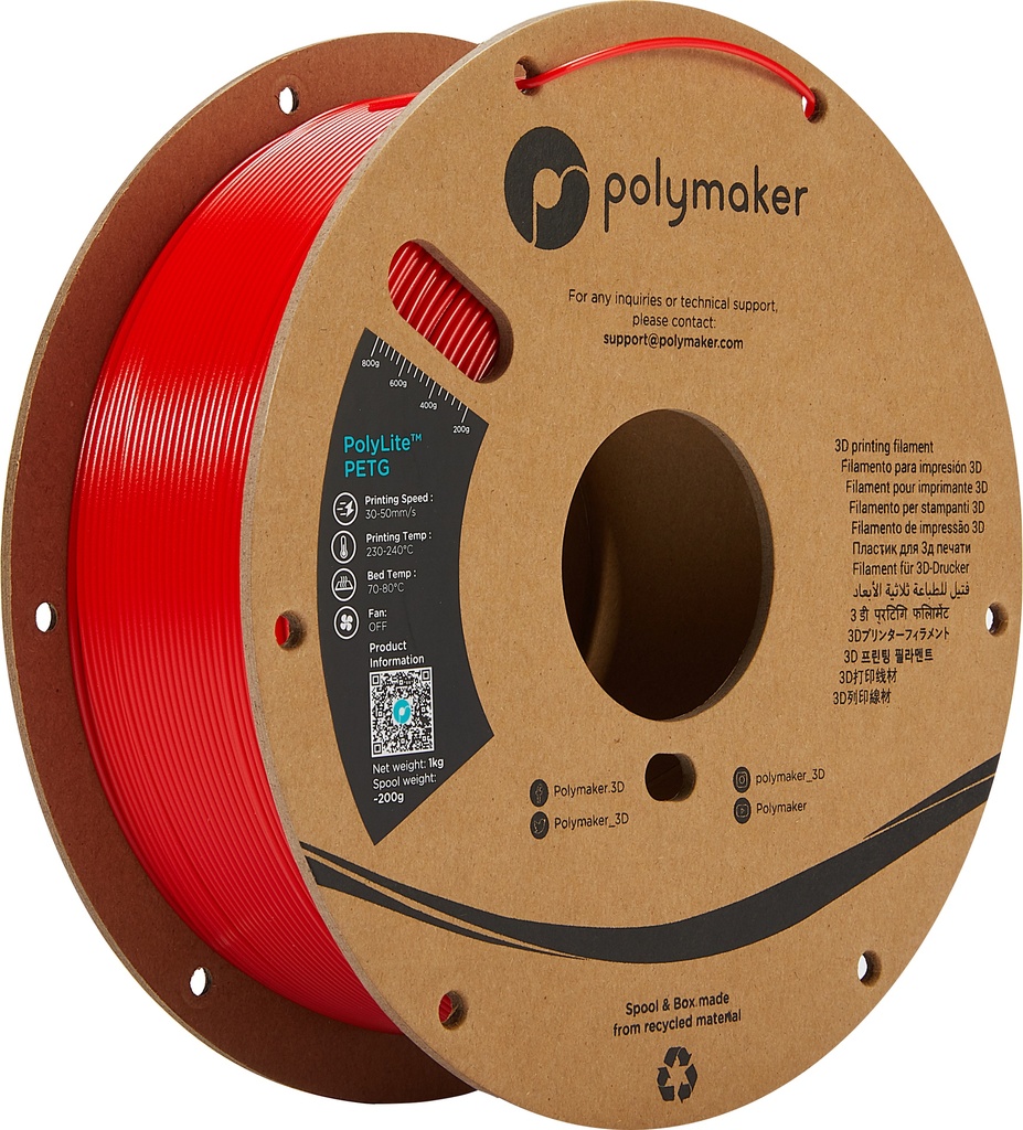 [109423440230] Polymaker PB01004 3D-printmateriaal Polyethyleentereftalaatglycol (PETG) Rood 1 kg