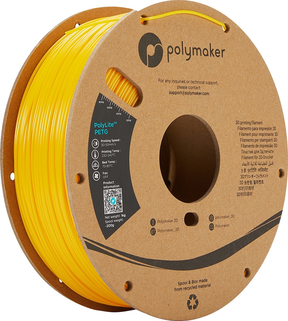 [109423440232] Polymaker PB01006 3D-printmateriaal Polyethyleentereftalaatglycol (PETG) Geel 1 kg