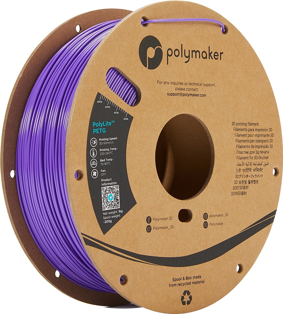 [109423440234] Polymaker PB01008 3D-printmateriaal Polyethyleentereftalaatglycol (PETG) Paars 1 kg