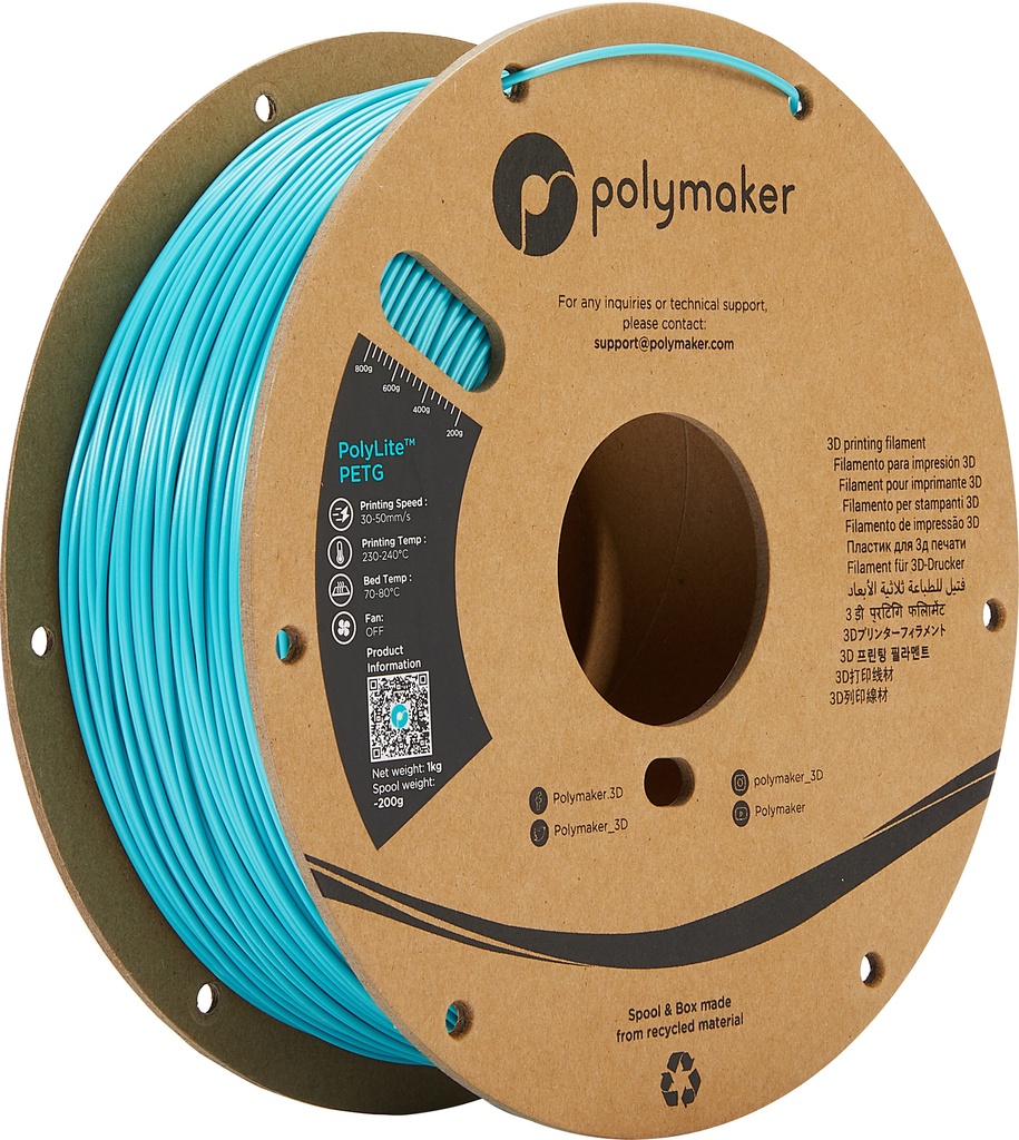 [109423440236] Polymaker PB01010 3D-printmateriaal Polyethyleentereftalaatglycol (PETG) Blauwgroen 1 kg