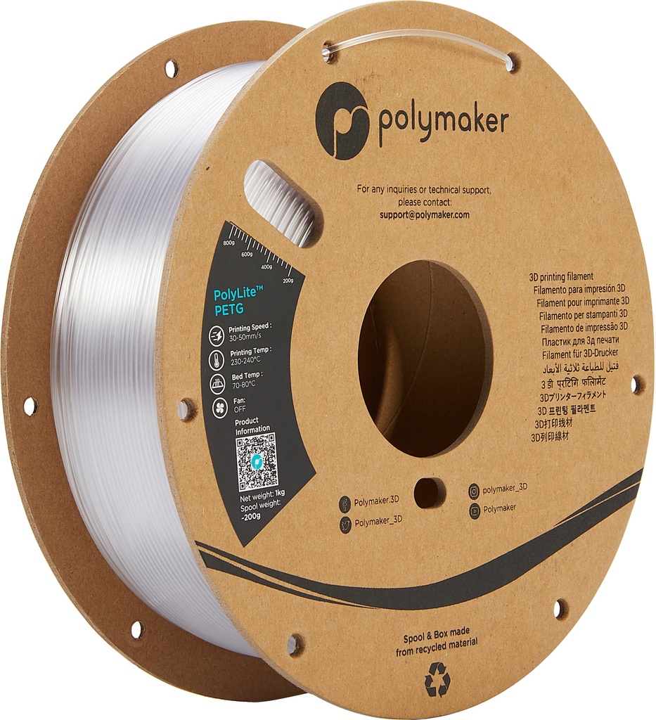 [109423440237] Polymaker PB01011 3D-printmateriaal Polyethyleentereftalaatglycol (PETG) Transparant 1 kg
