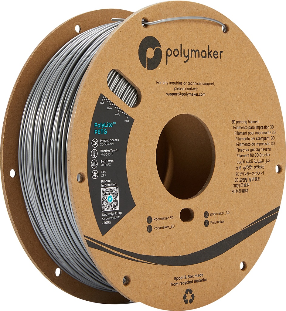 [109423440238] Polymaker PB01012 3D-printmateriaal Polyethyleentereftalaatglycol (PETG) Zilver 1 kg