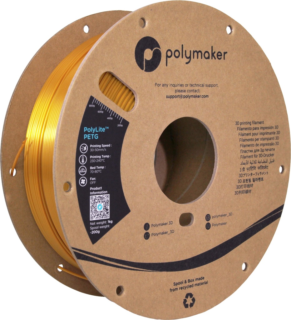 [109423440239] Polymaker PB01013 3D-printmateriaal Polyethyleentereftalaatglycol (PETG) Goud 1 kg