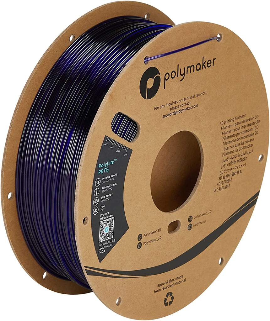[109423440241] Polymaker PB01032 3D-printmateriaal Polyethyleentereftalaatglycol (PETG) Blauw, Doorschijnend 1 kg